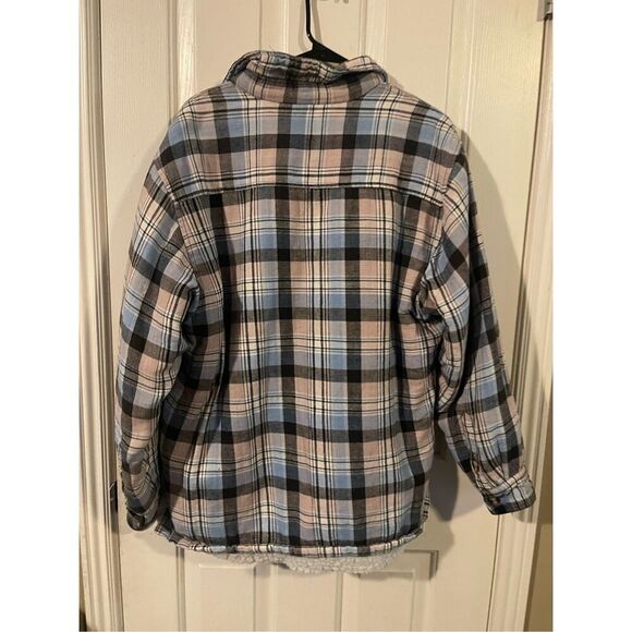 Canyon Creek Womens Multicolor Plaid Collared Faux Fur Lined Shacket Size Large - Picture 7 of 10